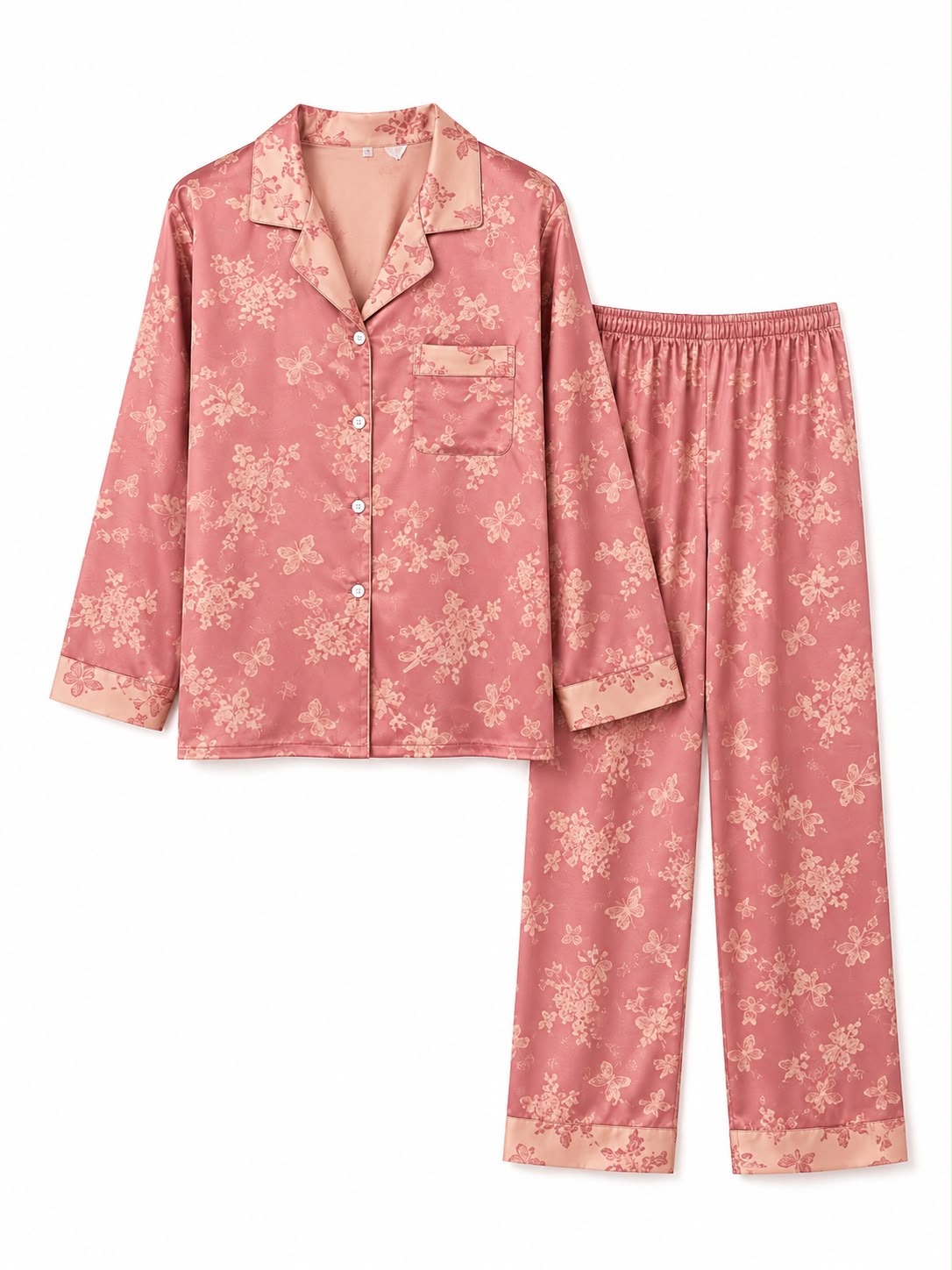 EL-VYN Secret Luxe Satin Floral PJ Set