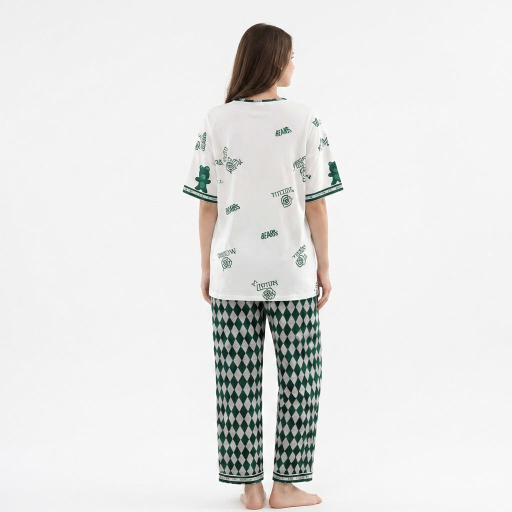 EL-VYN SECRET Cozy Bear Printed 3-Piece Lounge & Nightwear Set
