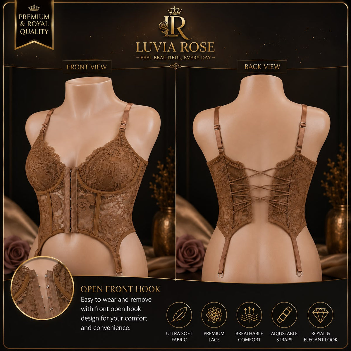 Luvia Rose Caramel Lace Bustier