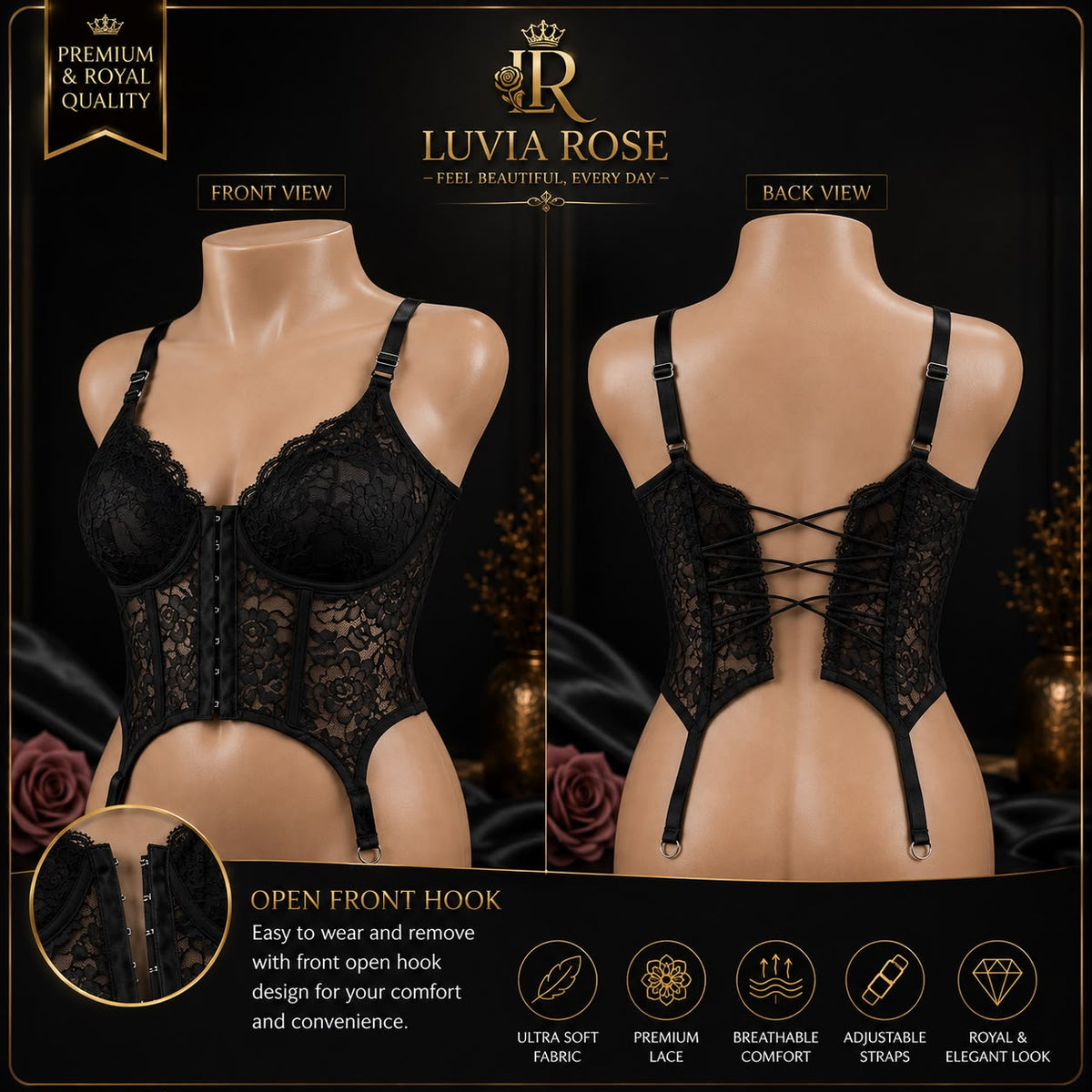Luvia Rose Caramel Lace Bustier