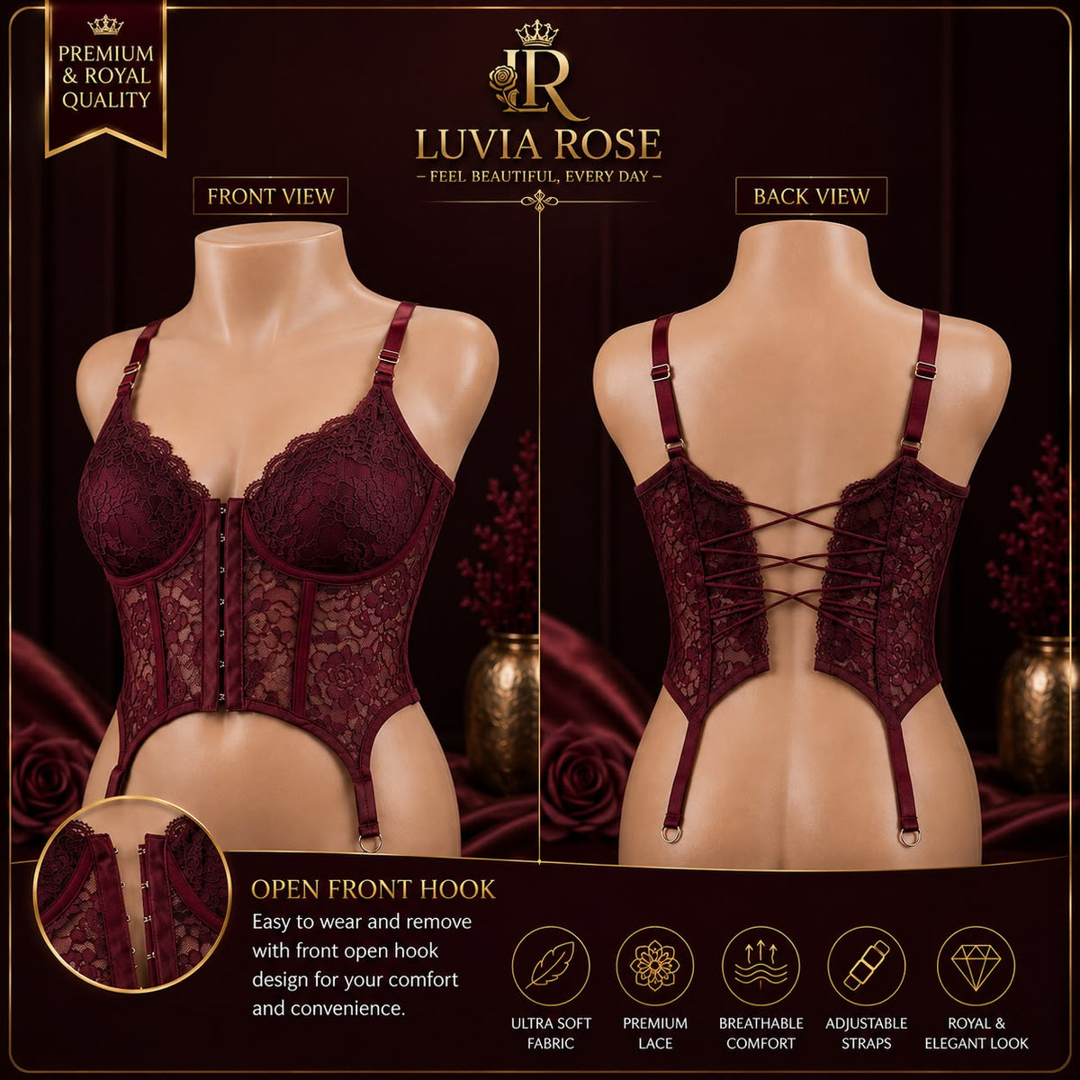 Luvia Rose Caramel Lace Bustier