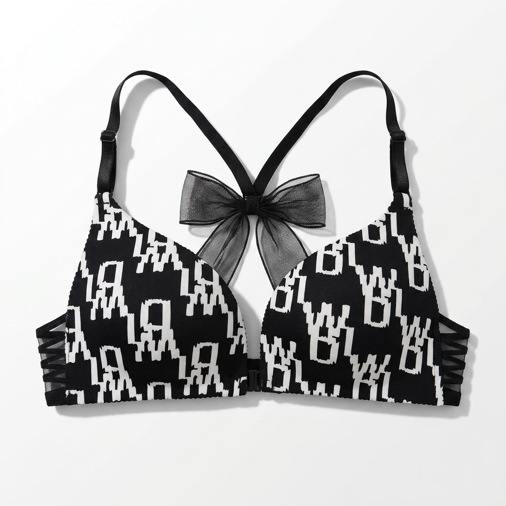 Luvia Rose Black & White Bow Detail Bra