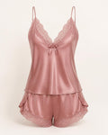 EL-VYN SECRET Satin Lace Cami & Shorts Sleepwear Set – Blush Pink